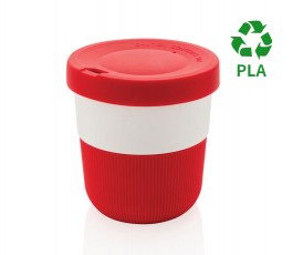 taza ecologica de viaje de PLA y silicona color rojo para personalizar con logo con sello PLA