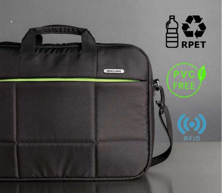 maletin ecologico para ordenador con sellos RPET, PVC FREE y RFID