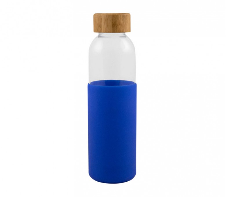 Botella Agua Fabricada En Cristal Con Funda De Goma y Tapon Antigotas, 500ml,  Libre de BPA - BigMat