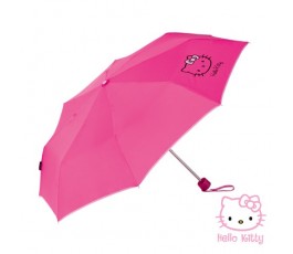 paraguas color rosa con sello hello kitty abierto