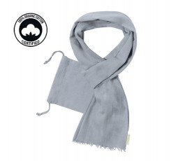 foulard con funda de algodon organico color gris en fondo blanco