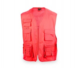 chaleco con 5 bolsillos exteriores en color rojo