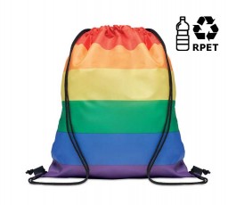 mochila de cuerdas de RPET con los colores de la bandera arcoiris
