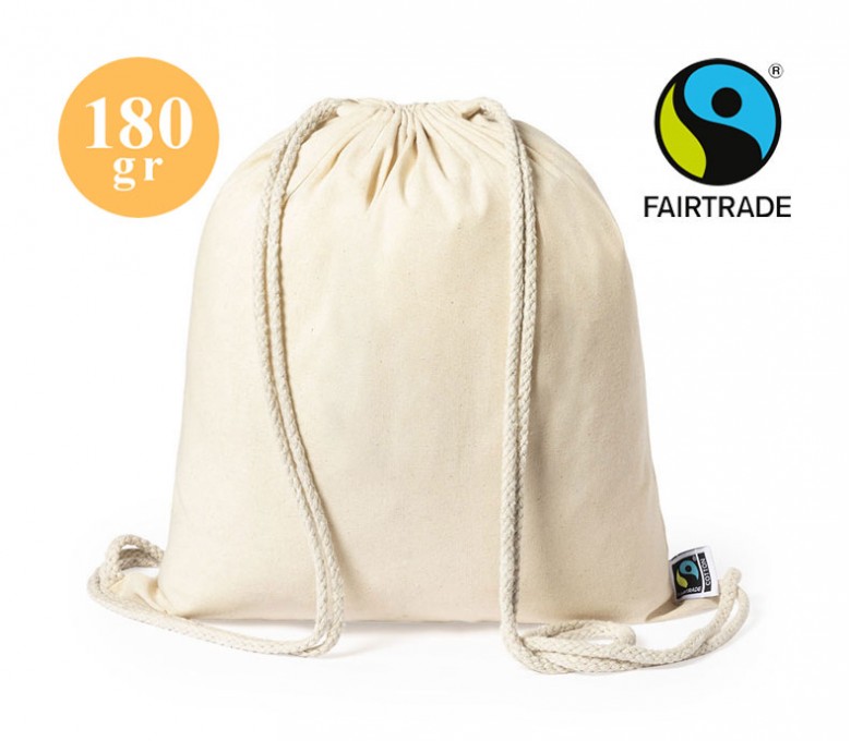 mochila de cuerdas de algodón de 180 gramos con etiqueta Fairtrade