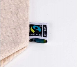 etiqueta Fairtrade de bolsa de asas largas de algodon de 280 gr