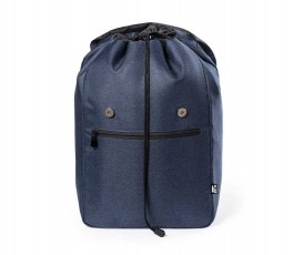 mochila para portatil en RPET modelo A1040 color azul oscuro con solapar abierta
