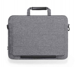 parte trasera del maletin para portatil con soporte fabricado en RPET color gris