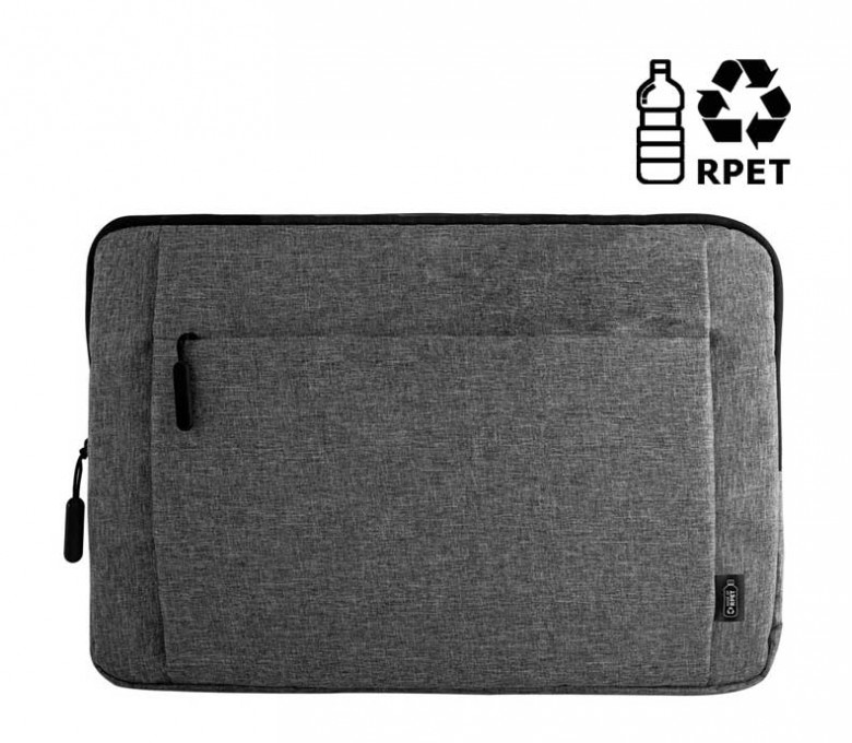 funda para portatil de RPET con bolsillo exterior color gris