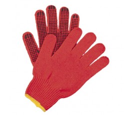 guantes de trabajo de color rojo con puntos de silicona en el interior de color negro