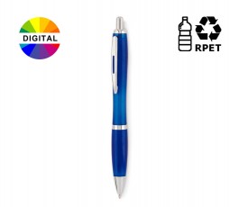 boligrafo ecologico en RPET modelo C6409 color azul con sellos RPET y DIGITAL