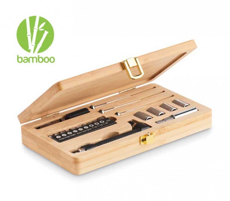 set de herramientas en estuche de bambu modelo C6496