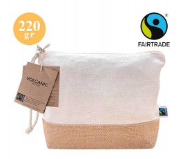 neceser de algodon Fairtrade de 220 gr y yute con etiquetas