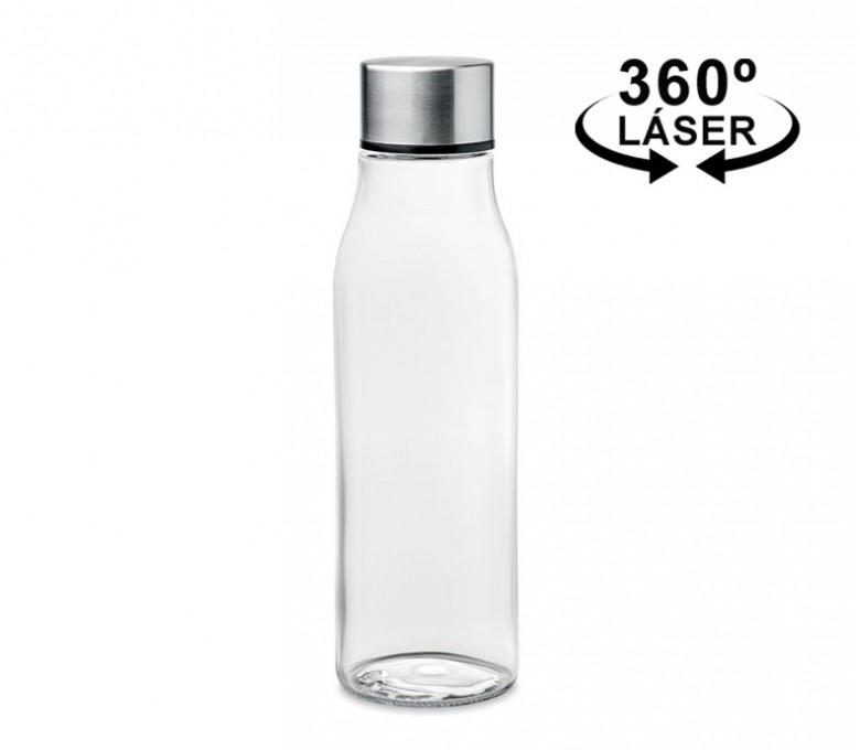botella de agua de cristal y tapon de acero inoxidable modelo C6210
