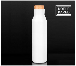 Botella termica de doble pared modelo ZG39536 color blanco en fondo negro