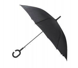 paraguas publicitario manos libres color negro abierto