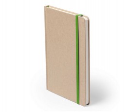 libreta tipo moleskine A5 tapa carton reciclado con cintas color verde
