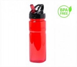 bidon de tritan modelo A5695 color rojo con tapon de color negro y sello BPA FREE