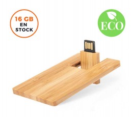 memoria usb plana de 16 GB en madera de bambú con sello ECO